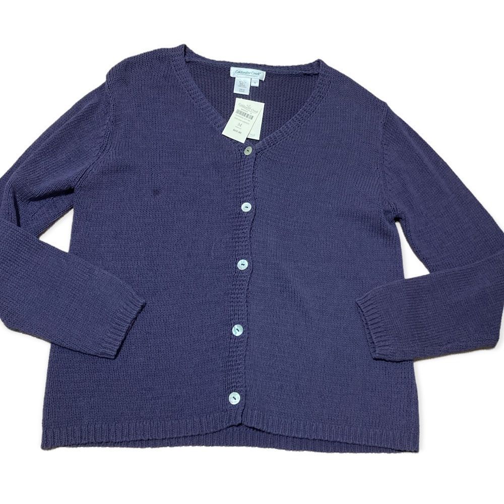 Cold water Creek tape yarn cardigan purple plum color size medium new with tags
